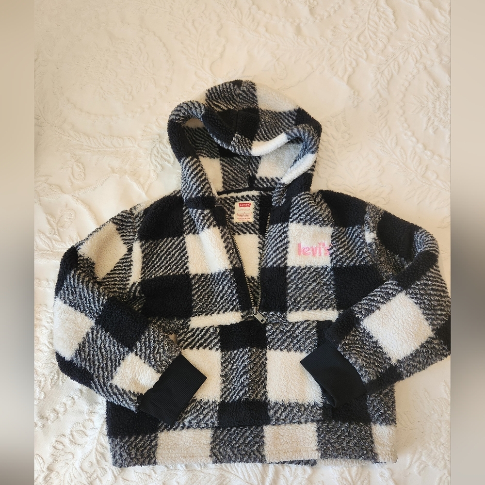 Levi's Kids Plaid Black and White Hoodie